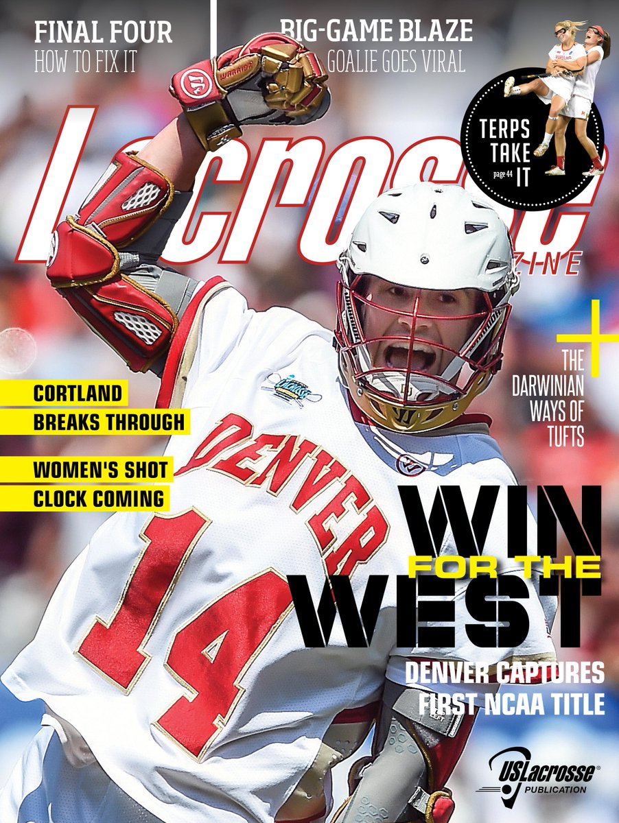 Wesley Berg and #NCAALAX champ <a href="/DU_MLAX/">Denver Men’s Lacrosse</a> headline July/August <a href="/LacrosseMag/">LacrosseMag</a> issue cover! uslax.in/1HdwdKD