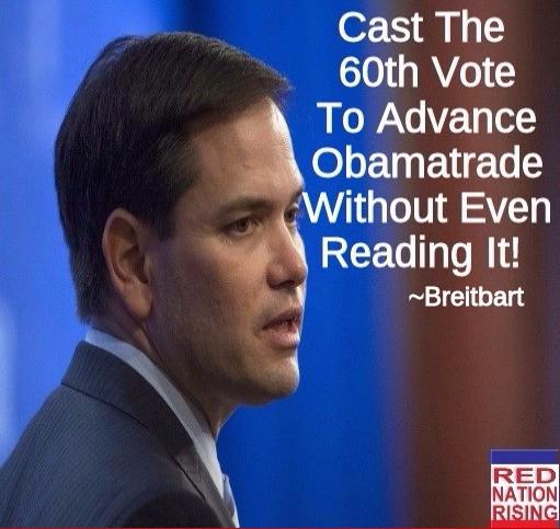 RedNationRising's tweet photo. Say Goodbye @marcorubio If We Can't Trust You As A Senator, We Sure Can't As POTUS! #KillTPA #RedNationRising http://t.co/b9G4PrZlFb