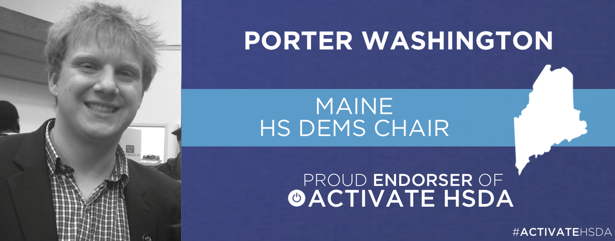 ActivateHSDA's tweet photo. We are thankful to have the endorsement of Maine High School Democrats Chair, @MrPdwash! http://t.co/wfnCdmmdj3