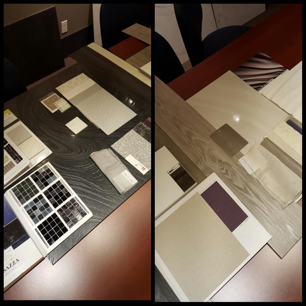 Our in house designers came up w/ two material schemes for our wellness centre project in North Vancouver. #cre #yvr