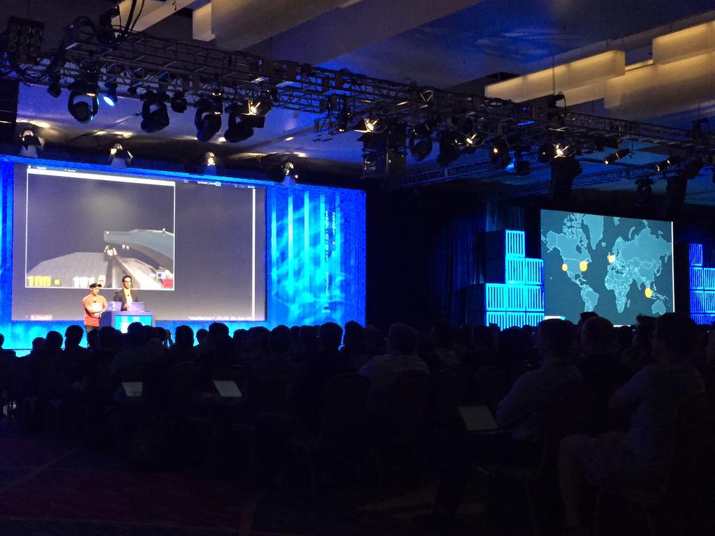 maximilien's tweet photo. #Docker on #RaspberryPi, #z13 mainframe, and live migrating across the world. Nice way to end #DockerCon15 http://t.co/EoKeUIQnsl