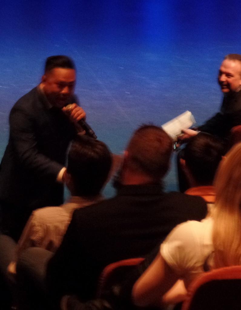 donnamct's tweet photo. No one gets a crowd going like @andrewphung! Great Emcee choice @AlbertaBoostr. #GetBoosting http://t.co/9SIAMlyVKQ