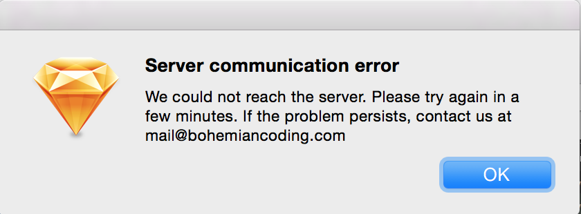sophkirk's tweet photo. @bohemiancoding please help! trying to register from trial using my license key and I'm getting this. Have 1day left http://t.co/vXM1FXWK59