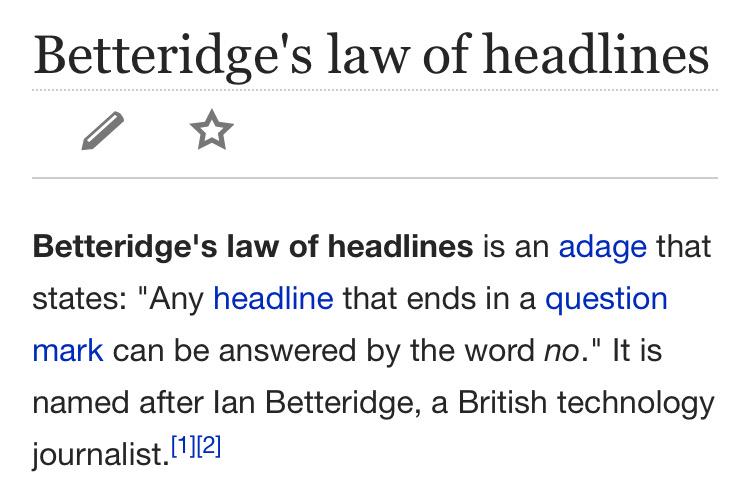 Betteridge's law of headlines