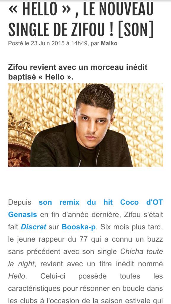 Zifou_officiel's tweet photo. Merci à booskap pour cet article sur le site le clip de Hello arrive vendredi soyez prêt ;) !!! @booska_p http://t.co/HqKNN8NOpC