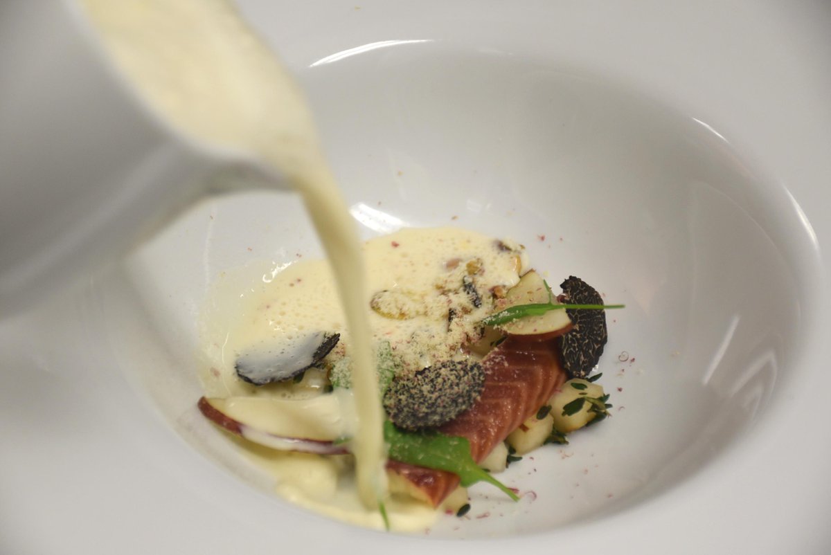 Smoked haddock and eel soup - #entree for our #businesslunch at #chiara this week