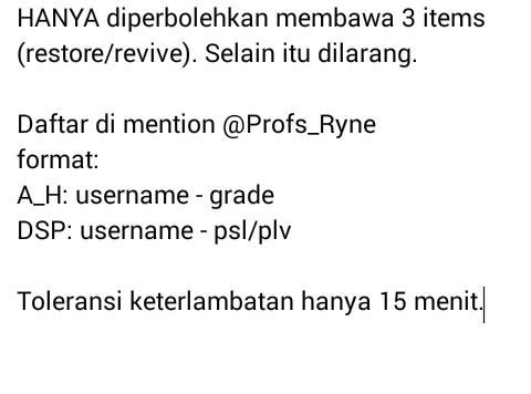 [ DSP - A_H ]
'Underwater Exploration'
Kamis, 25/06/15 pukul 05.00AM

pendaftaran ditutup jam 22.00 nanti.
ketentuan: