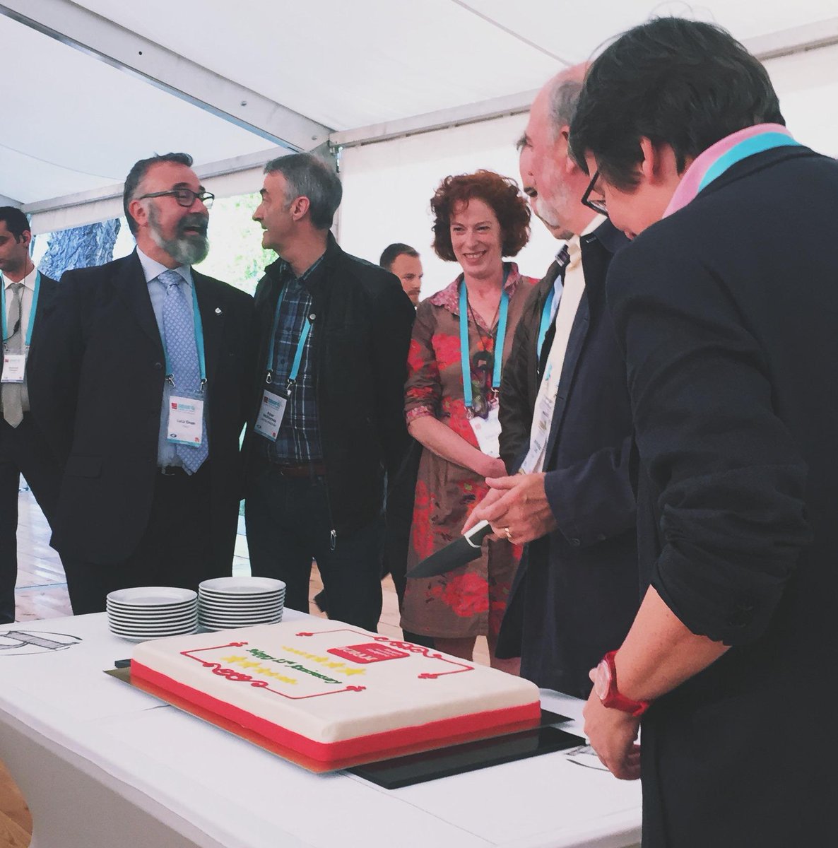 EURAM_BXL's tweet photo. EURAM celebrating its 15th Anniversary. Founding President, Joan E. Ricart has the honour to cut the cake in Warsaw http://t.co/gMfea2UMkW