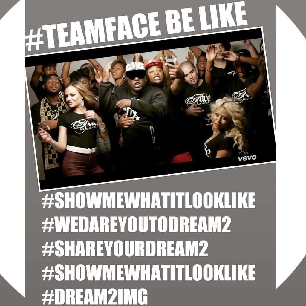 TeamDream2IMG's tweet photo. Are you on #TEAMFACE @FACEYourDREAM2 
Show Your #SUPPORT #REPOST https://t.co/pTnnAyoGJS #VEVOCertified #DREAM2IMG http://t.co/RWno5p5vV2