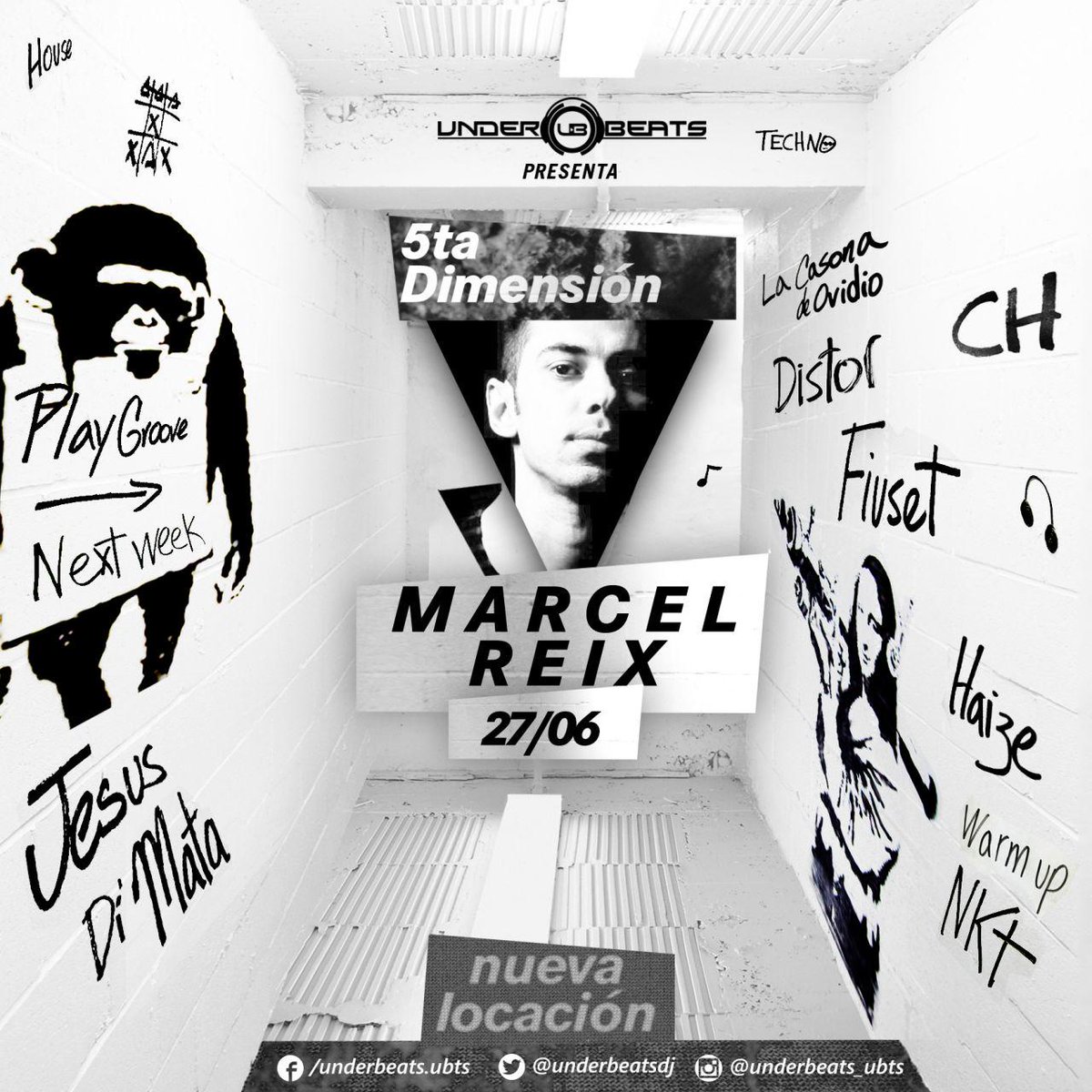 underbeatsdj's tweet photo. 5ta DIMENSION
Line up: 
@Reixdj 
@carlosceache "CH"
@Jesusdimata B2b @DjHaize 
@Fiuset 
@ErikDistor
@enekate http://t.co/DZhggbbr4d