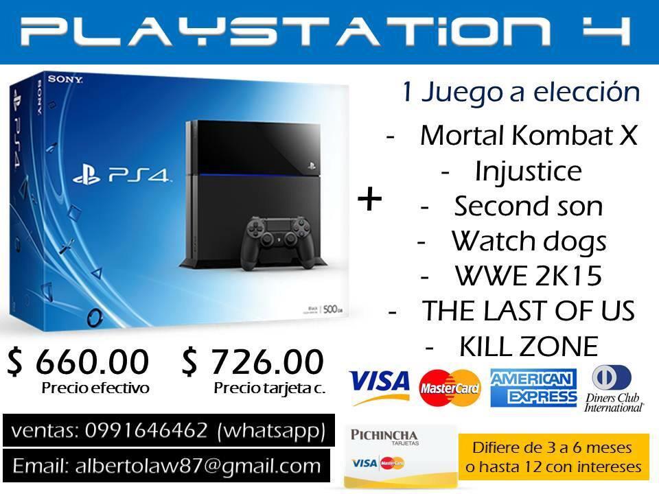 Playmartecu's tweet photo. Playstation 4 nuevo de paquete con 1 juego a elección !! Producto con garantía http://t.co/8VVrmDkSRG
