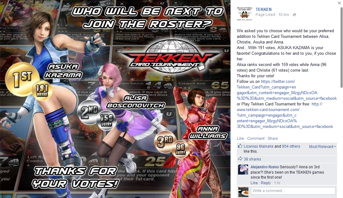 Vote for the next character to be in the Tekken Card game thing. CIPRVP5WoAAbQcN