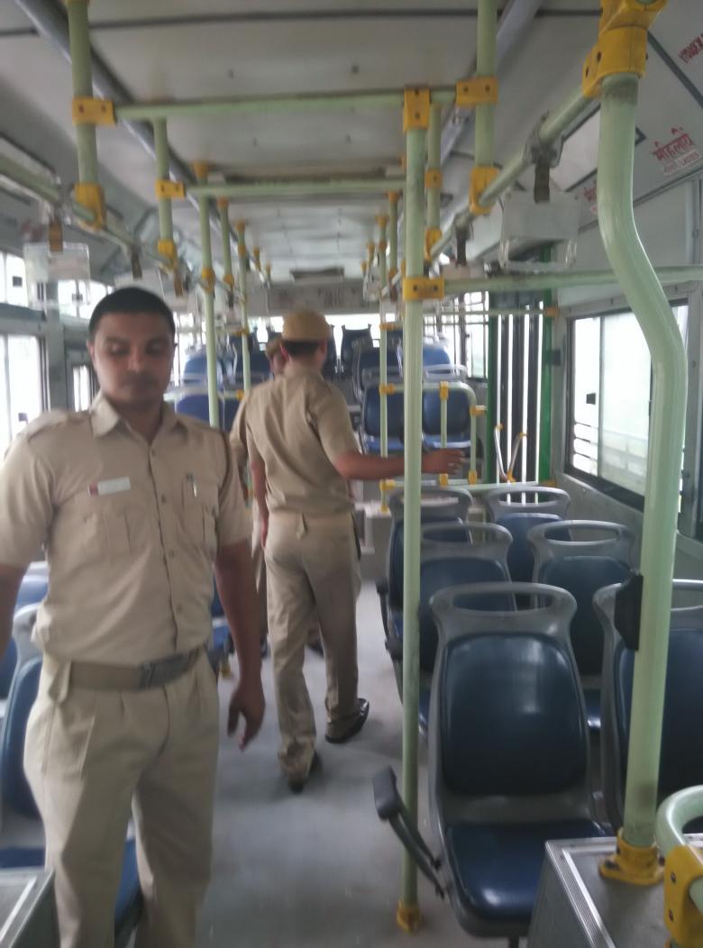 JournoAshutosh's tweet photo. Marshels are being seen in DTC busses after Delhi govt deployed for women security. http://t.co/zT2DvJiNyg