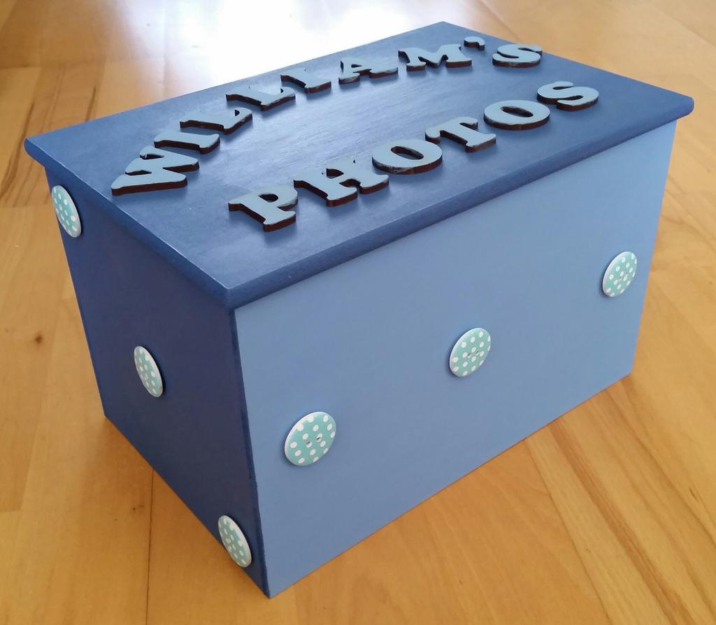 Beautiful memory box for storing photos £25 plus p and p #buttons #personalised #craft #handmade #children #keepsake