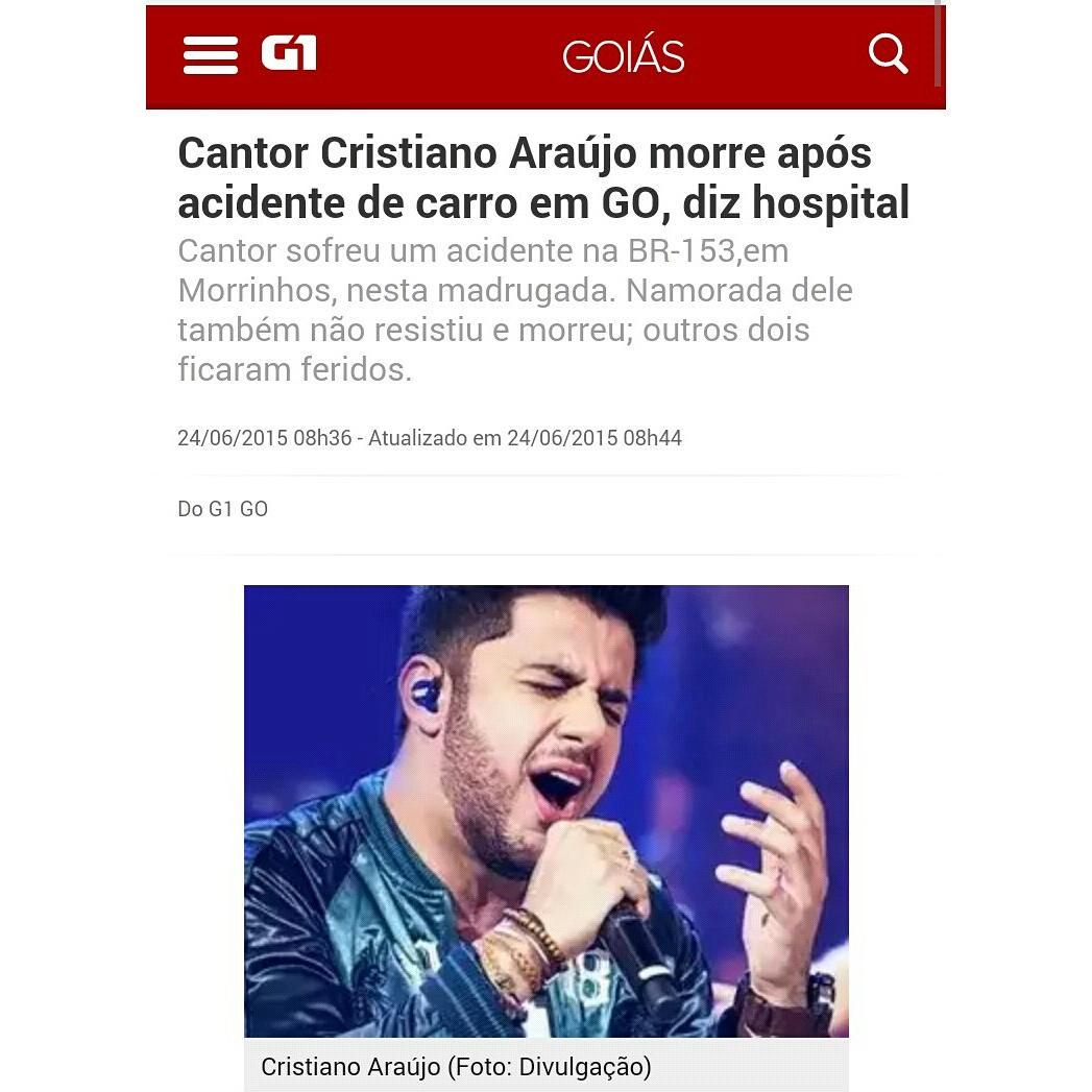 Cantor Cristiano Araújo morre em acidente de carro