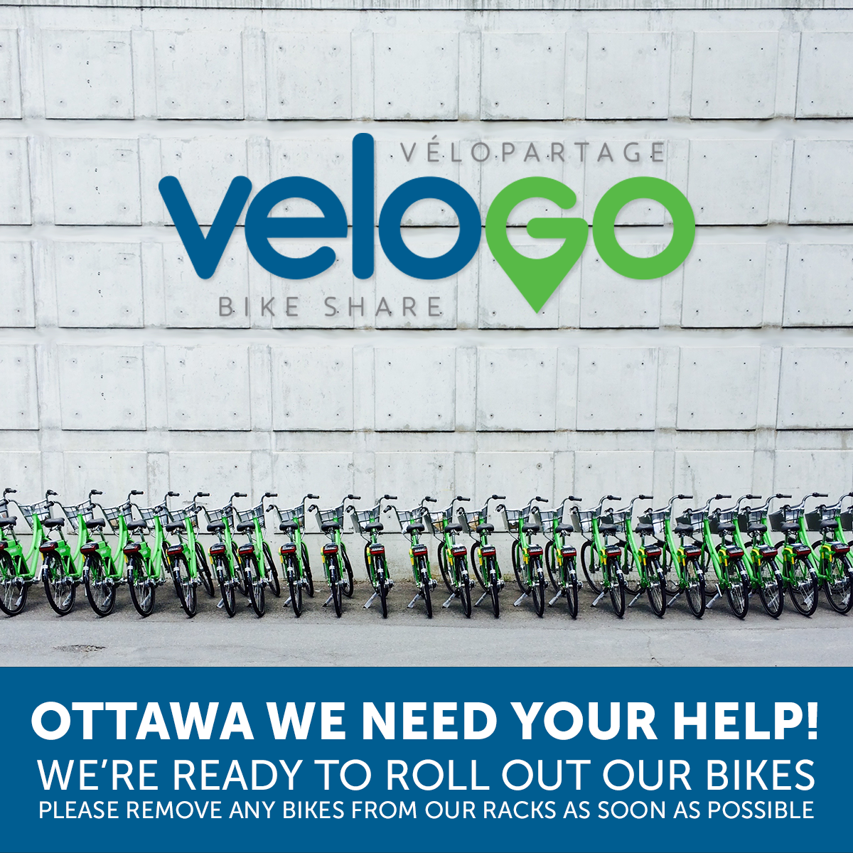 Ottawa - Gatineau, We need your help! The bikes are ready to roll, please remove private bikes from racks. Thanks!
