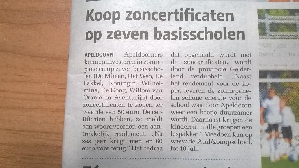 MarcelvdMaal's tweet photo. Vandaag in Apeldoorns Stadsblad: Koop zoncertificaten voor basisscholen. https://t.co/J4rjlaDN3A @de_Apeldoorn http://t.co/3IJS0oIgc8