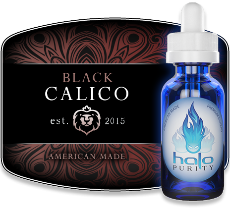 Con un complejo equilibrio de sabor a tabaco auténtico y una sutil dulzura, Black Calico en stock a 30 ml, 6 y 12 mg