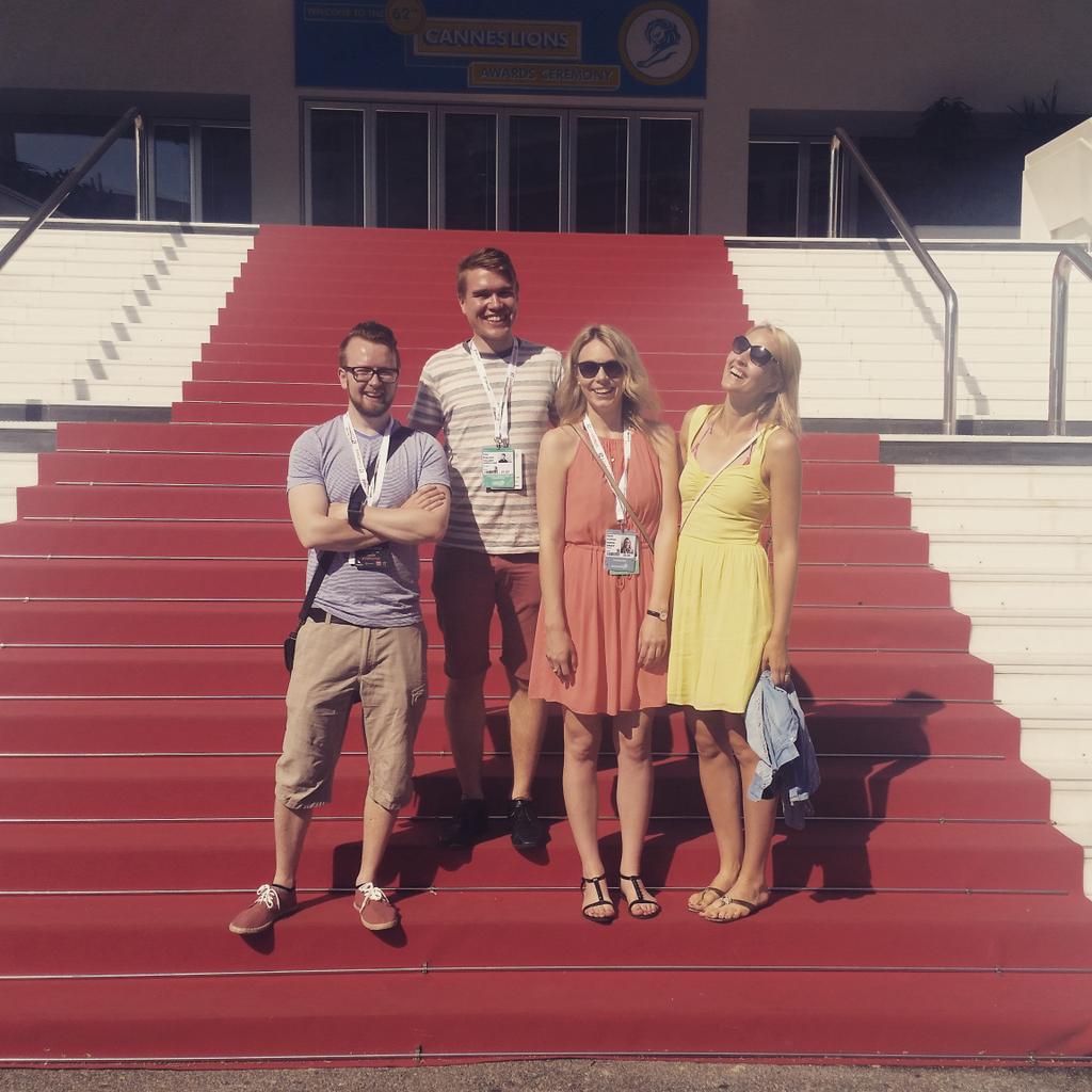 Karkimedia's tweet photo. Film &amp; Marketers -tiimit pelipaikoilla #canneslions #younglions #younglionsfinland http://t.co/mkmGwnmJ9i
