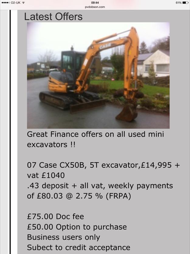 Great finance deals on used mini diggers !!