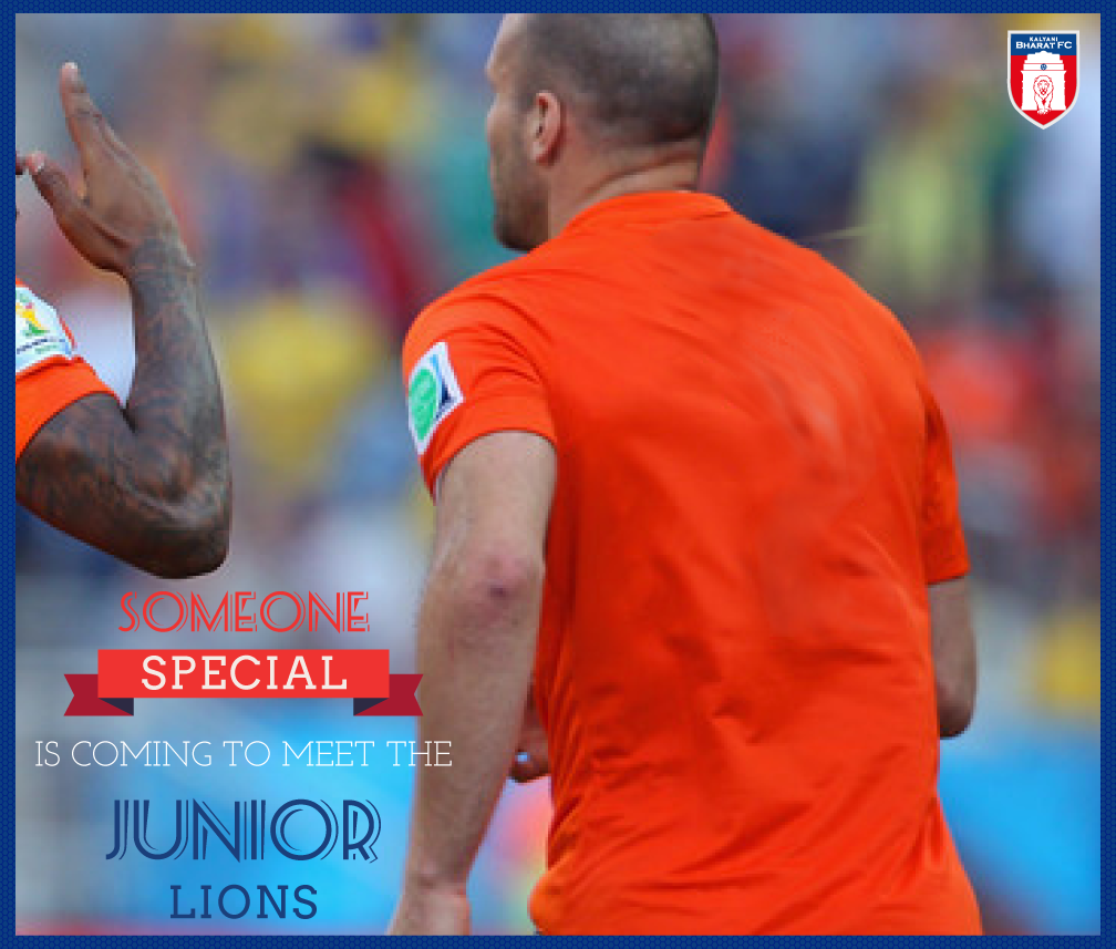 BharatFC's tweet photo. A 2014 World Cup regular, a Premier League star and now dropping in to meet the Junior Lions! Who do you think he is? http://t.co/qEq9m4PzWA