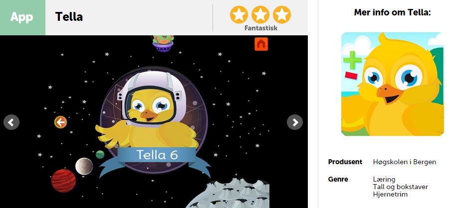 Takk til Kiddly.no for "fantastisk" anmeldelse av vår mattematikkapp for barn - TELLA - kiddly.no/Recommendation…