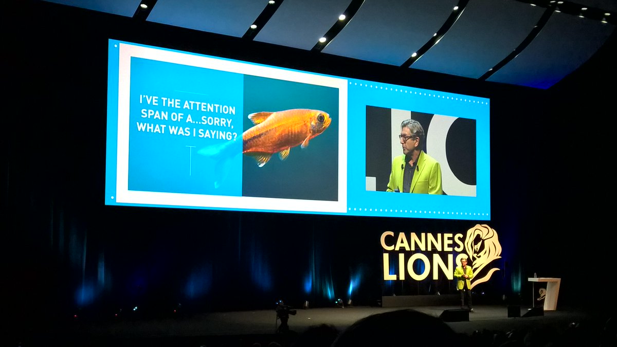 Mobile effect? Humans now have attention span shorter than a goldifish 8 vs 9 secs  <a href="/keithweed/">Keith Weed</a> <a href="/Unilever/">Unilever</a> #CannesLions