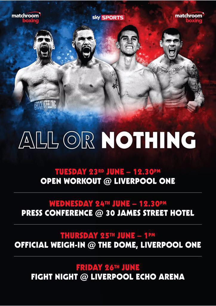 MatchroomBoxing's tweet photo. For the chance to win a pair of tickets to #AllOrNothing this Fri - simply RT this tweet!

Comp closes 10pm today! http://t.co/bdpB7Oxf7S