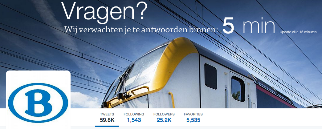 CB_Engage's tweet photo. Belgian public transport company @NMBS displays live response time on Twitter with the help of @engagor #CX #CustServ http://t.co/Gz5xwjzNUw