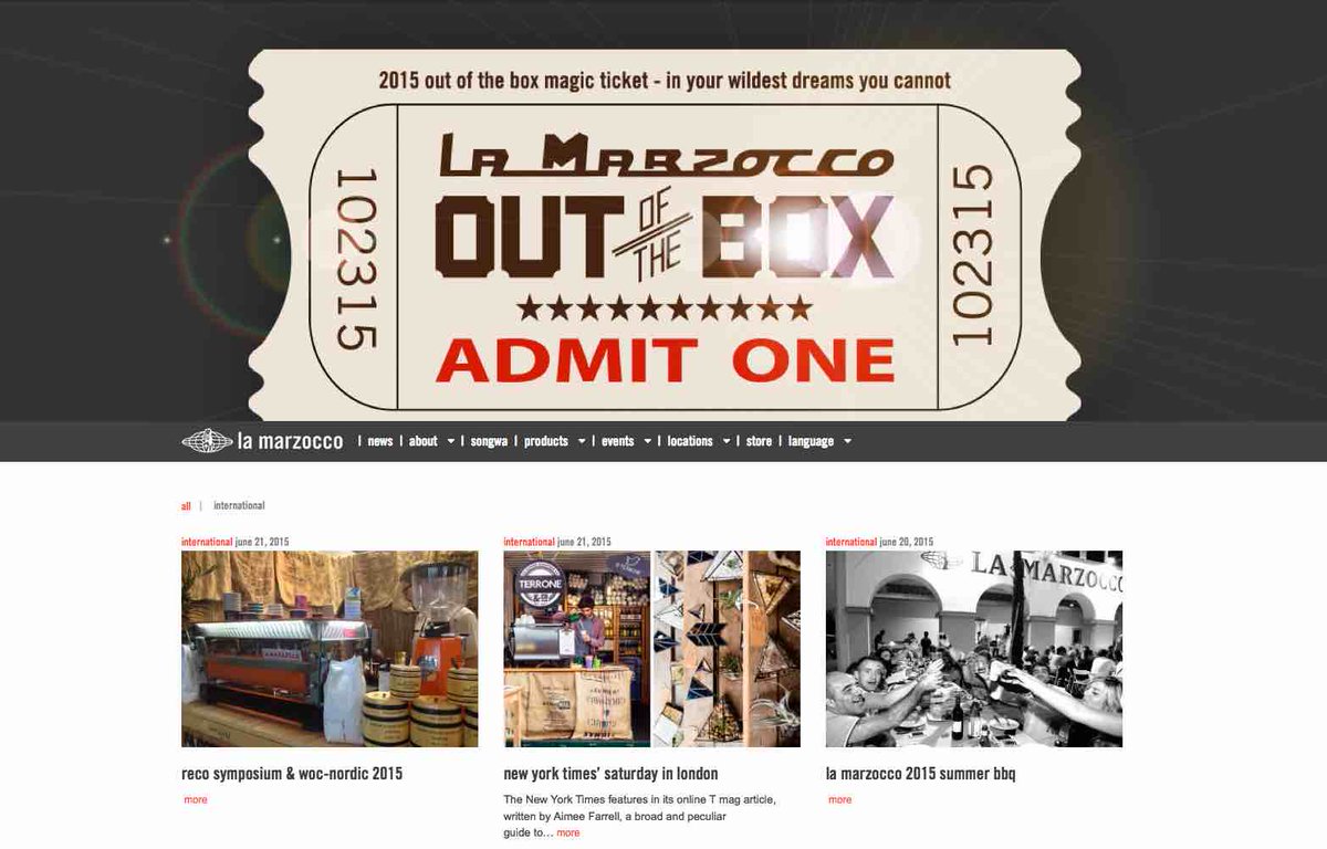 We would like to compliment La Marzocco with their new international website. Make sure visit lamarzocco.com