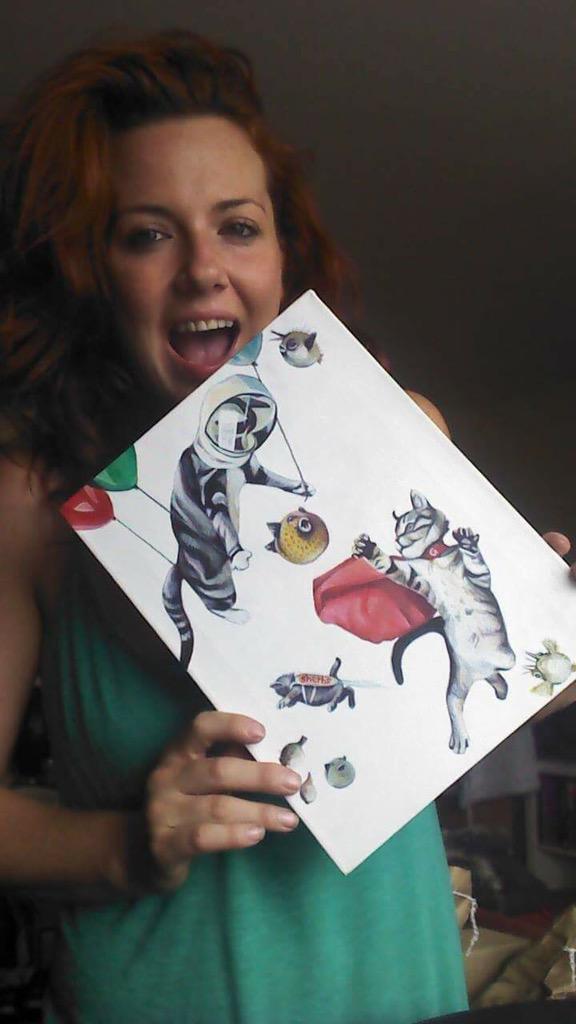SherbsArt's tweet photo. Happy customer!! #space #cats #jetpack #kittens #astronauts and #pufferfish. #painting #art #illustration http://t.co/nKthxpwkaB