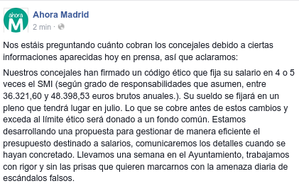 AhoraMadrid's tweet photo. Sí, nuestros concejales cobran este mes los sueldos que dejó aprobados el gobierno del PP. Pero leed esto, por favor. http://t.co/nviftuv1nZ