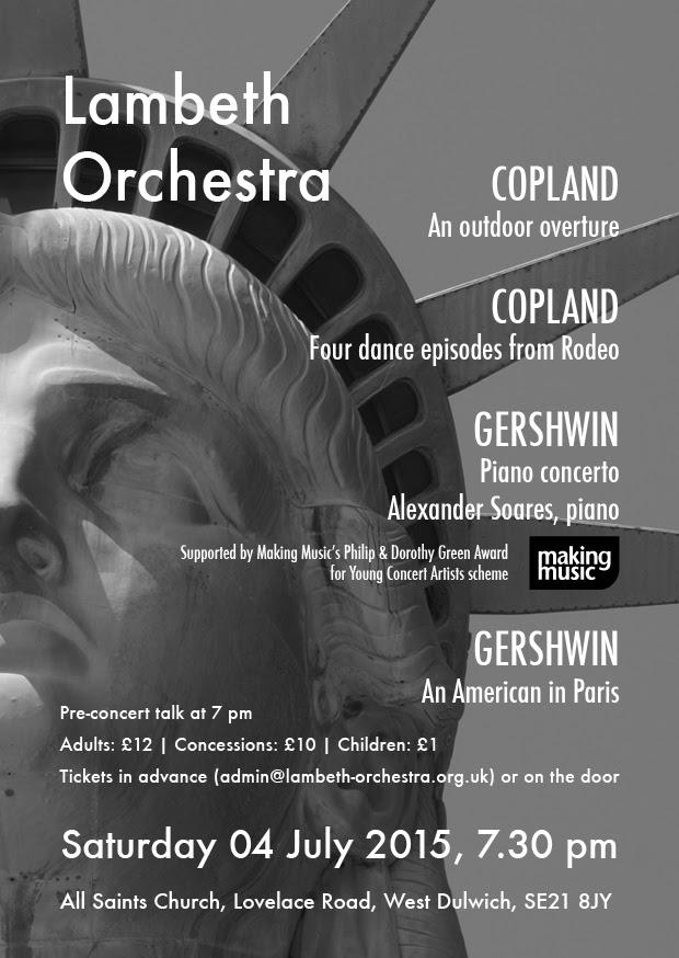 An evening of American music on 4 July at 7.30 at All Saints, Lovelace Road, SE21 8JY. bit.ly/1dk3jxj