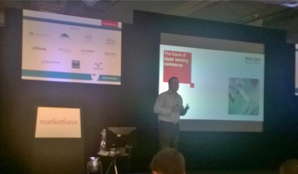 Swaltzs's tweet image. @RicohUK presenting at #digibanking15