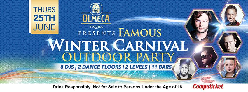 DjRoyalK's tweet photo. Winter Carnival is here!FT. Myself @djkylecassim @kyleworde  @DJRogerGoode @AlexCaige @DeanMichaelSA @TigerTigerJHB http://t.co/o9oVYqdIRk