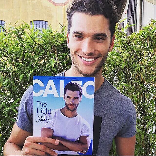 caleomag's tweet photo. Happy Top Model #AurelienMuller @SightManagementafter the #MFW holding his beautiful SS2015 #caleomag cover 💙 http://t.co/qu4zdRJJwU