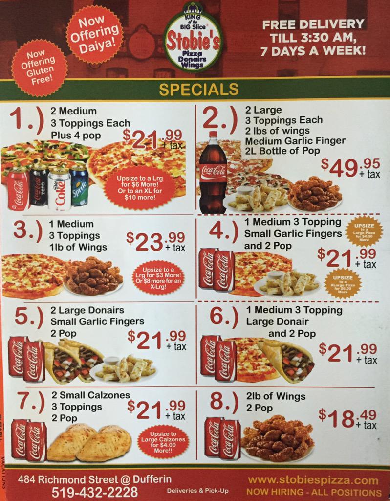 Stobiespizza's tweet photo. On Wednesday, June 24th enjoy a free slice of🍕if your first name is Rachel, Hugo, Walter or Ronalee #ldnont http://t.co/UYMAVjqQcD