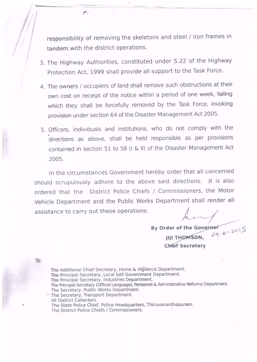 This is a landmark order by Government of #Kerala - Removal of Hoardings. #RoadSafety #VisualPollution