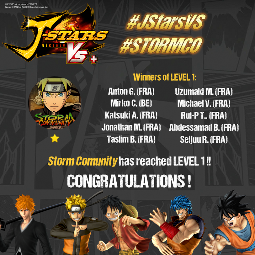 NStormCommunity's tweet photo. Voila les gagnants du palier 1 de la Storm Community !!! #JStarsVS #stormco http://t.co/eEjHpimwkA