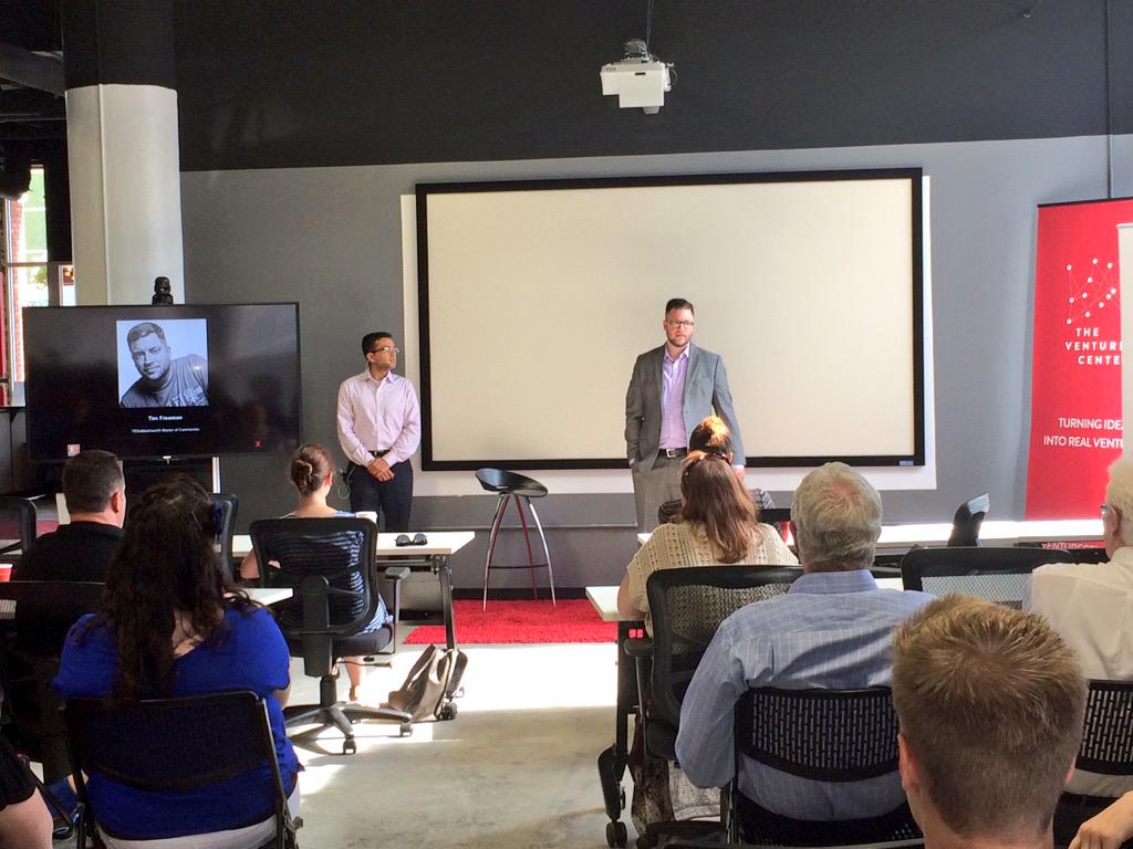 1MillionCupsLR's tweet photo. .@salilj0shi announces @beingtimfreeman of @WatchHARK as MC of #TEDxLR. #1MCLR #1MC #ARidea http://t.co/A2HbKswKii