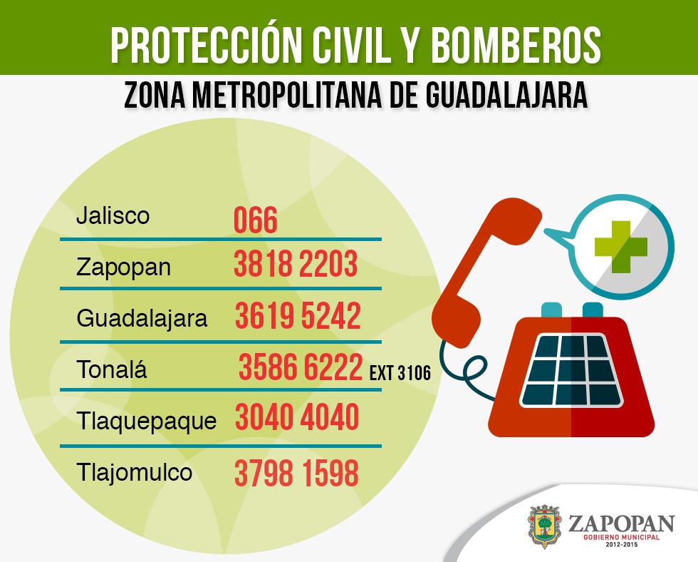 ZapopanGob's tweet photo. Guarda y comparto los números de las Coordinaciones de Protección Civil y Bomberos de la ZMG. http://t.co/710e3eDNaG