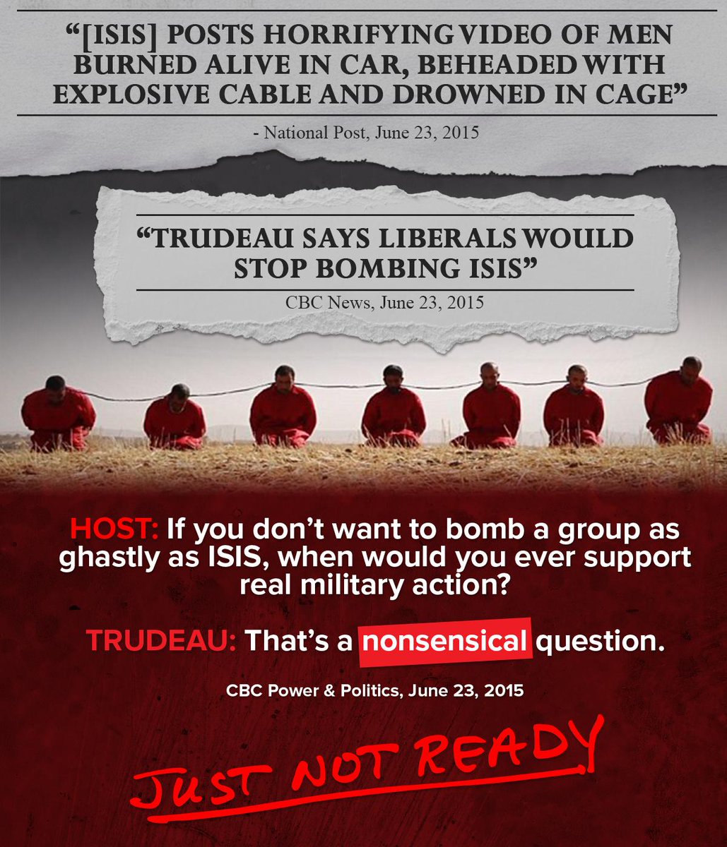 CPC_HQ's tweet image. The day #ISIS posts grisly new videos, @JustinTrudeau promises to stop bombing them. cpcp.cc/1H_888 #cdnpoli