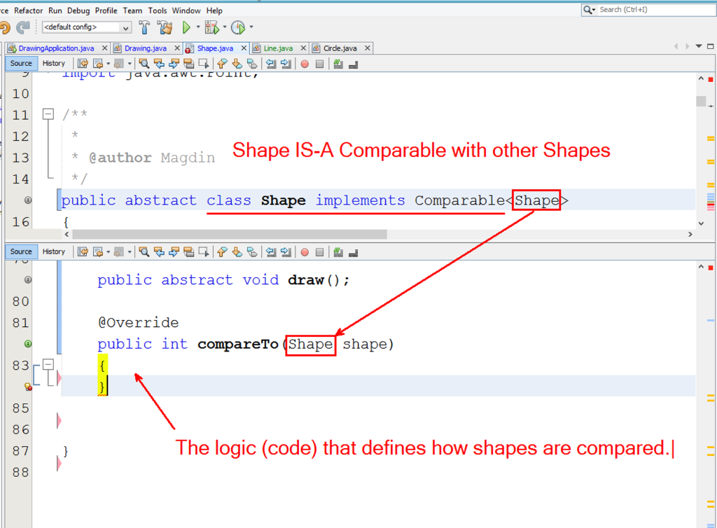 ProfM_OOP2's tweet image. How to make shape objects comparable. Interfaces are the key.