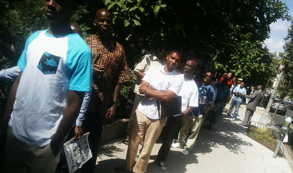 guerillartist's tweet photo. Bros lined up for (2) Blocks @ Metro A.M.E. Church (who enters bldgs after bomb threats?) #JusticeOrElse #DCFerguson http://t.co/PDGQOPq9G6