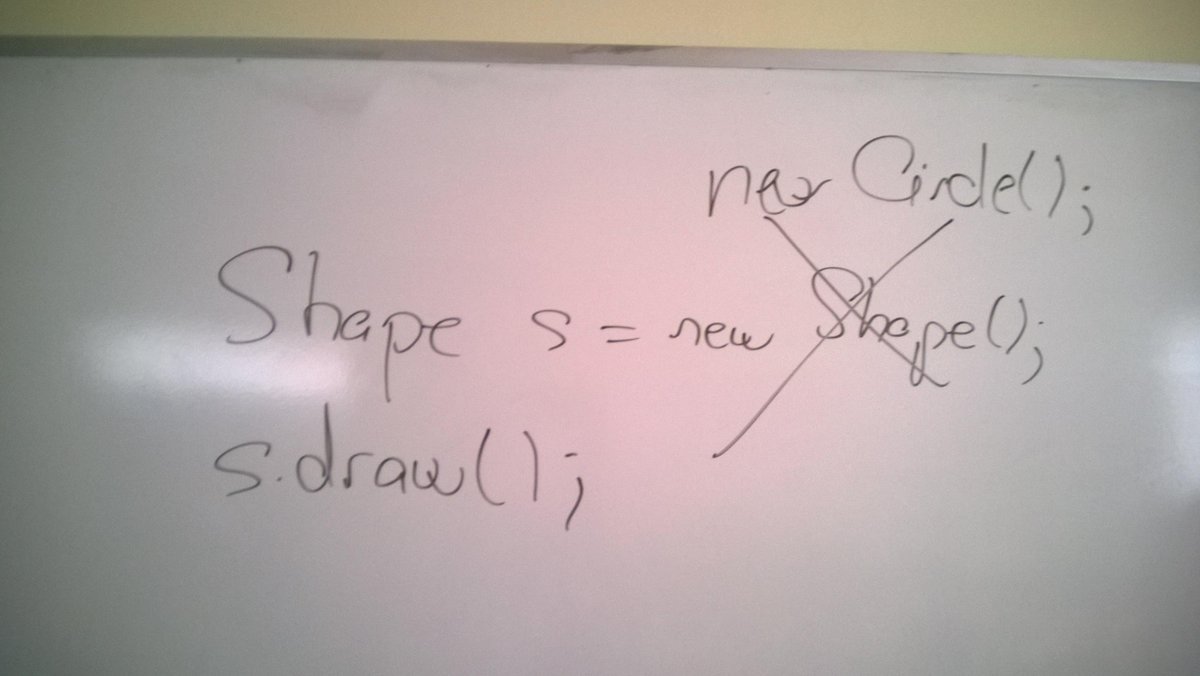 ProfM_OOP2's tweet image. You should not be able to created a Shape as you could ask the object to draw itself. A circle would be ok.