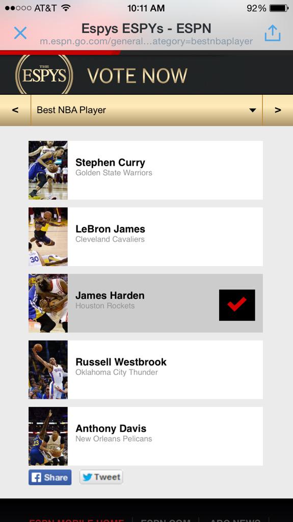 RocketsMac's tweet image. Go vote!! @JHarden13 #BestNBAPlayer #Espys m.espn.go.com/general/espys/…