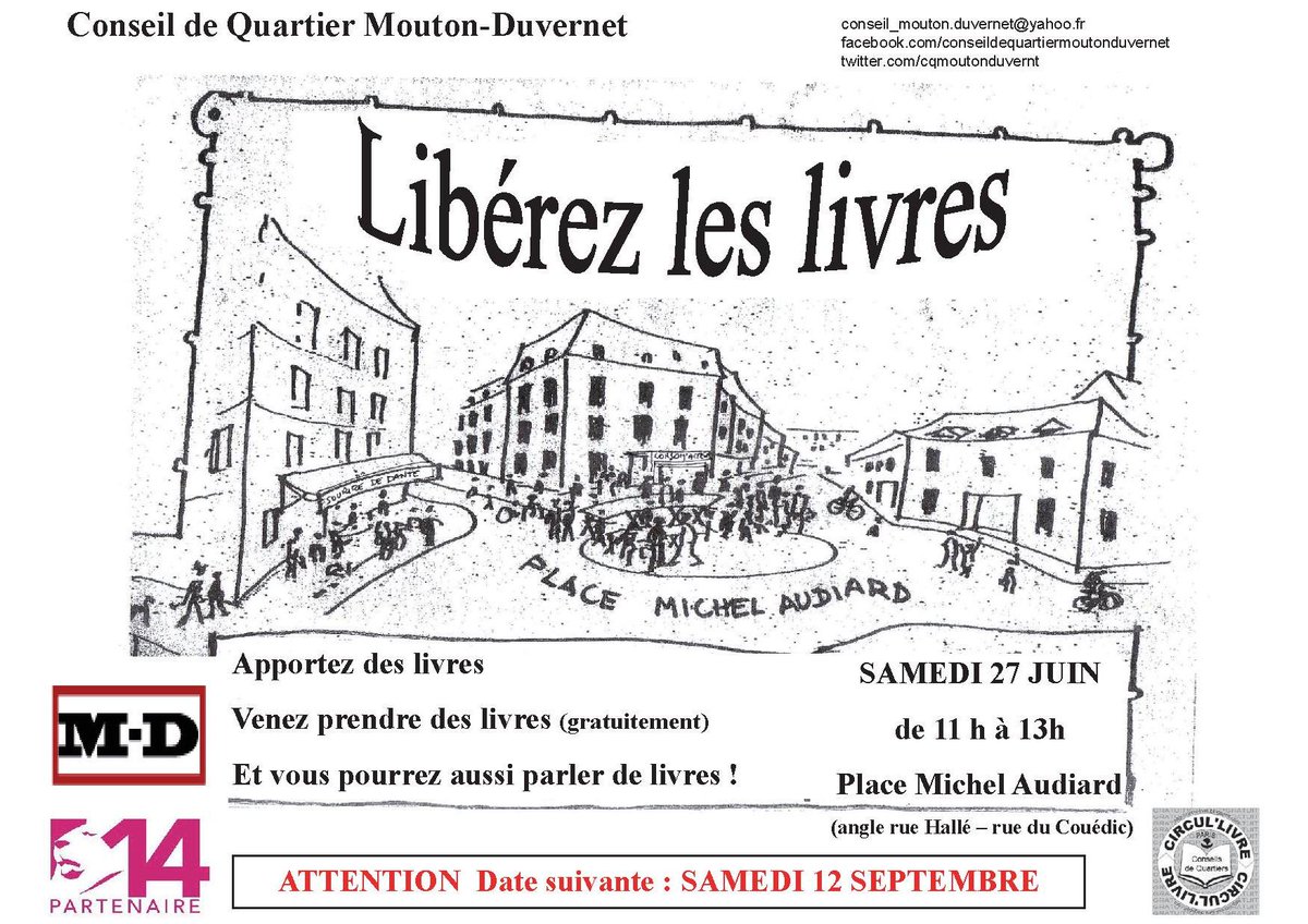 cmoutonduvernet's tweet photo. Livres en liberté à l'orée de l'été : c'est samedi prochain de 11h à 13h place Michel Audiard @CirculLivre http://t.co/pnKlfof4v5