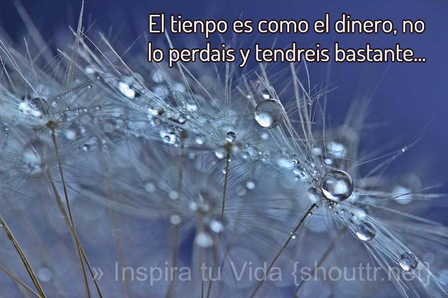 shouttr's tweet image. El #tienpo es como el #dinero, no lo #perdais y tendreis #bastante
