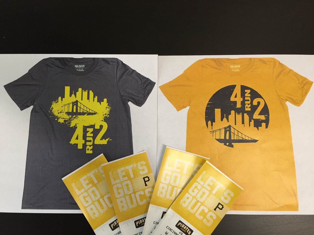 PGHMarathon's tweet photo. RETWEET to win prizes below! @Pirates tix for runners night (TONIGHT) and NEW #4Run2 shirts! http://t.co/PWKcJuuANa http://t.co/RLQx0LClB9