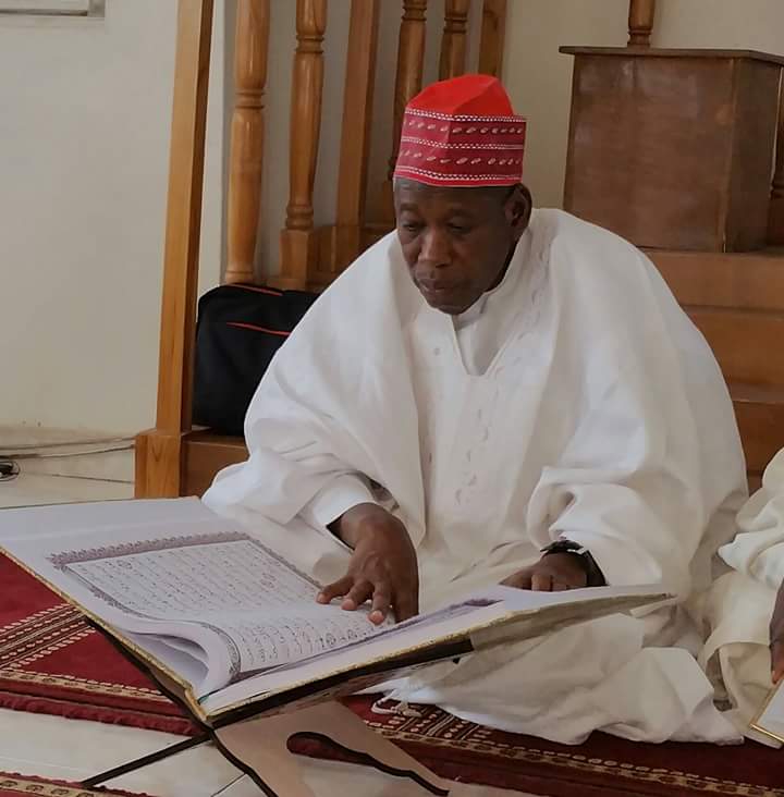 Gov. Ganduje of Kano state at the annual
Ramadan Tafsir at the Government House Mosque today,
Wednesday. 24/6/2015